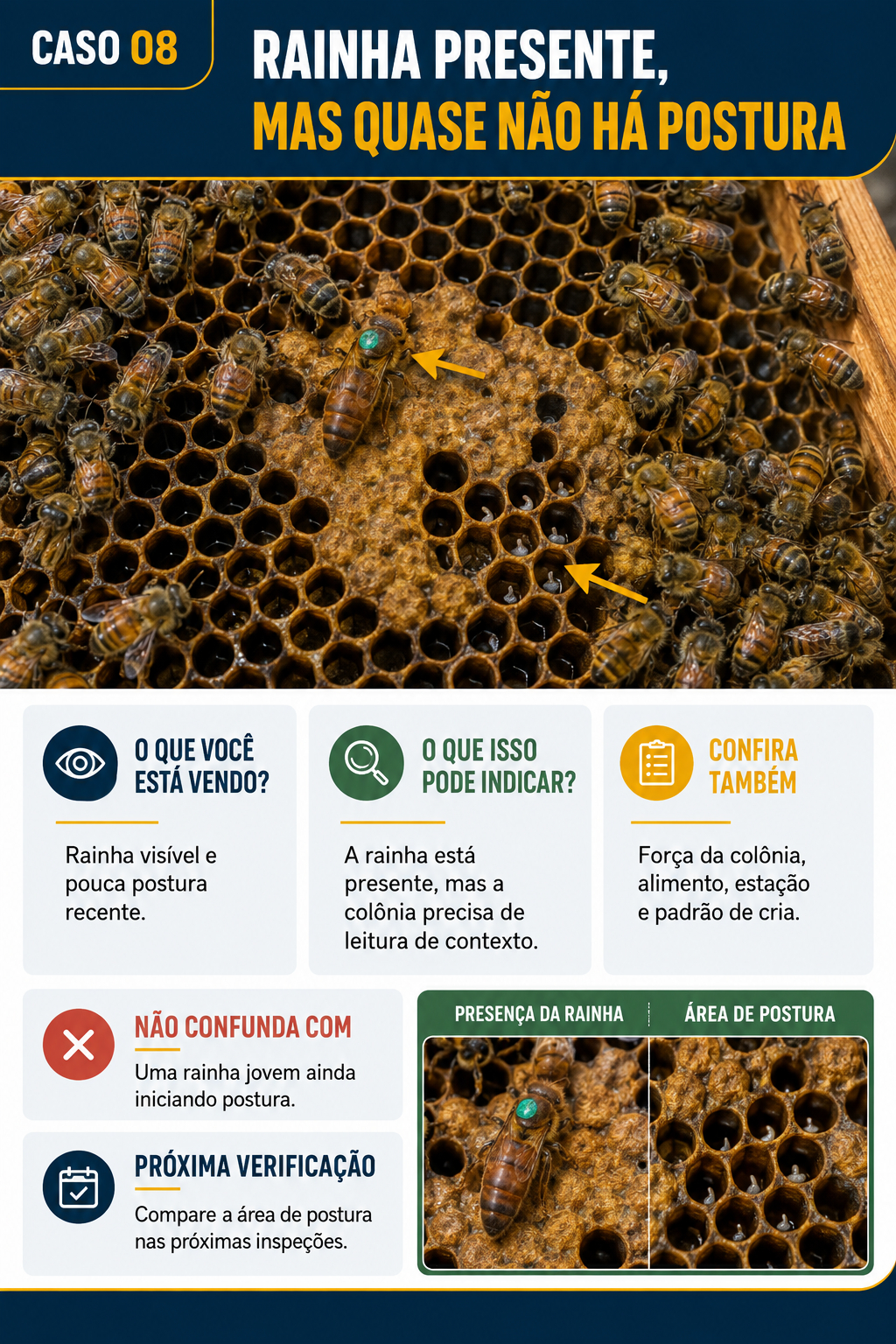 Caso visual de inspeção da colmeia